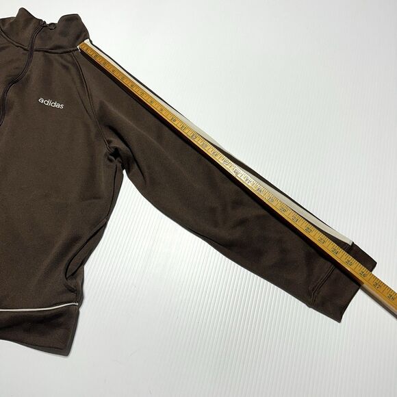 Adidas Retro Track Jacket Brown White Stripes Women’s Size L Spellout - Picture 11 of 11
